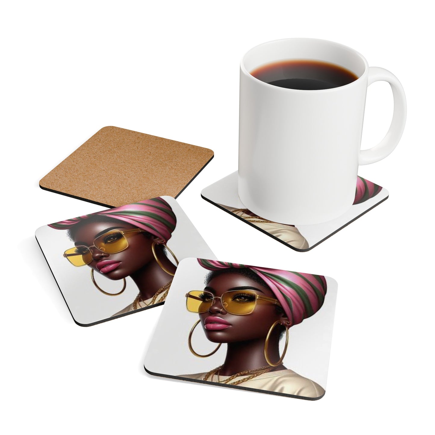 Alpha Kappa Alpha - Corkwood Coaster Set